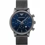 ARMANI AR1979 pánske quartzové chronograf hodinky 46 mm čierny ciferník kožený remienok