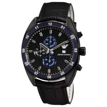 ARMANI AR5916 pánsky quartzový chronograf 42mm čierny ciferník náramok z nehrdzavejúcej ocele v ružovozlatej farbe a silikónu