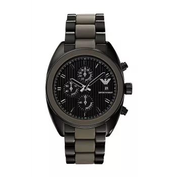 ARMANI AR5953 pánsky quartzový chronograf 43mm čierny ciferník nehrdzavejúca oceľ, silikónový obtáčací remienok