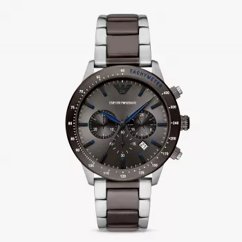 Armani pánske Luigi chronograf čierny ciferník kožený remienok hodinky AR11391 (43mm)