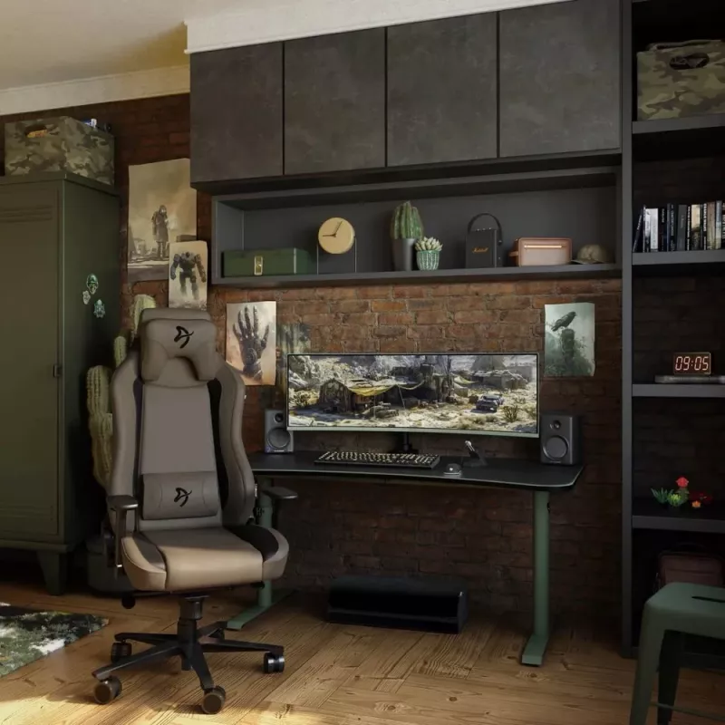 Arozzi Arena Large Gaming Desk – Forest Green (nastaviteľná výška, mikrovláknová podložka pod myš)