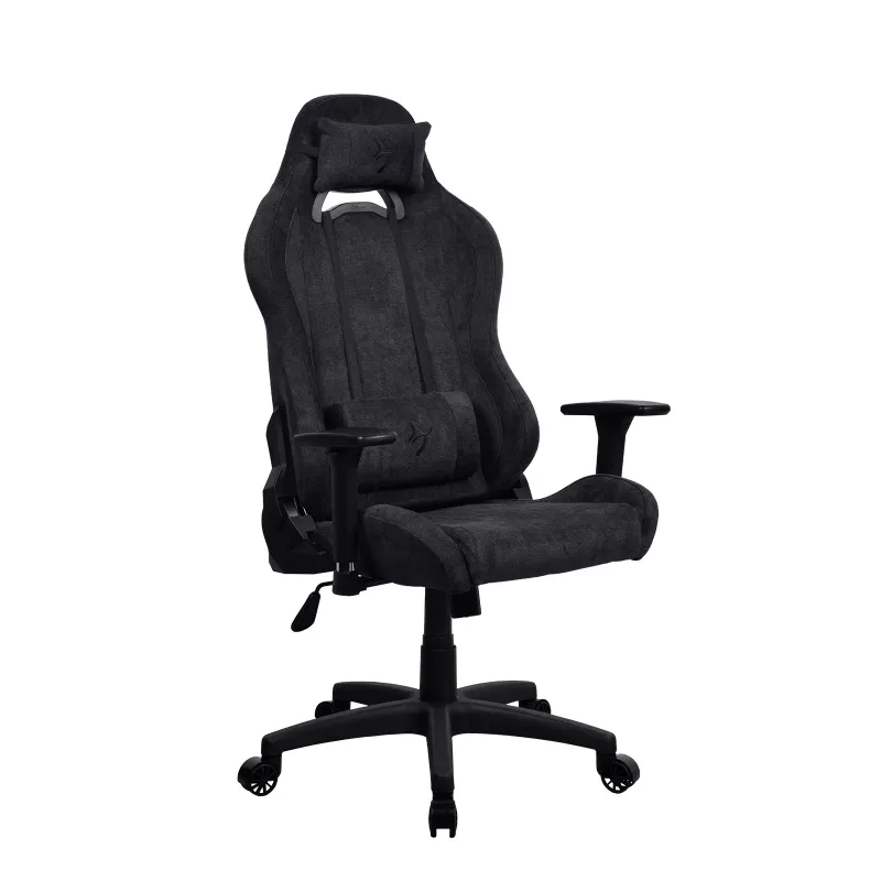 Arozzi Torretta Soft Fabric herná stolička – úplne čierna, kovový rám, trieda 4 plynová vzpera, 3D podrúčky