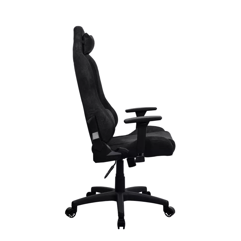Arozzi Torretta Soft Fabric herná stolička – úplne čierna, kovový rám, trieda 4 plynová vzpera, 3D podrúčky