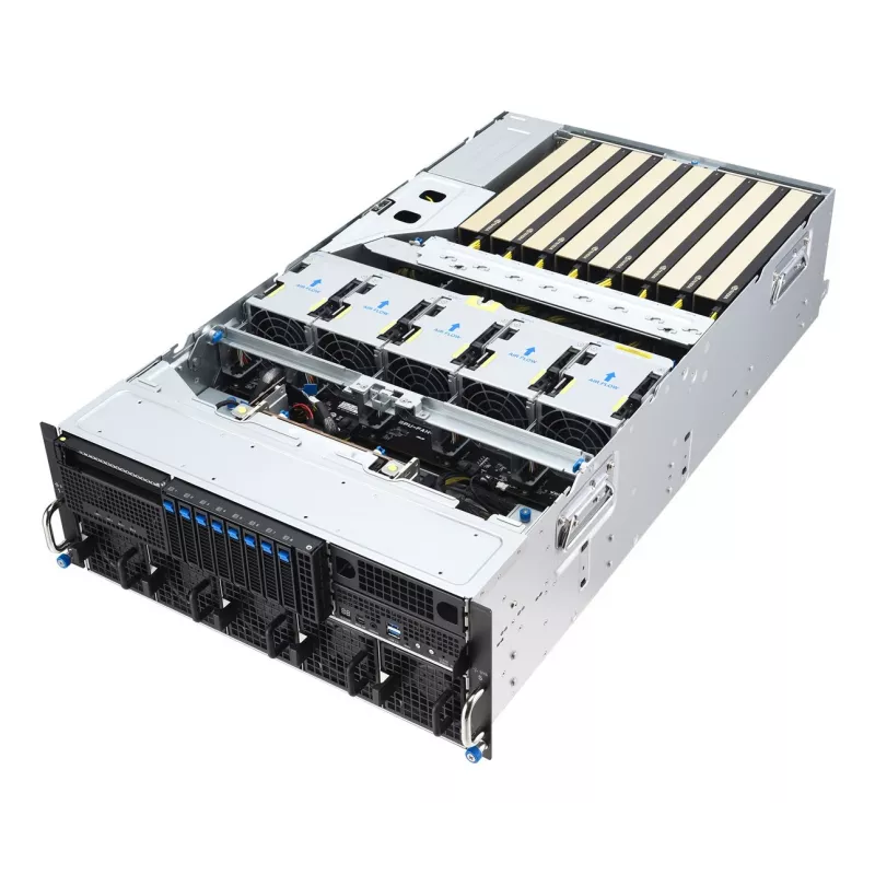 ASUS ESC8000A-E13X 4U rackový serverový platform AMD EPYC 9005 8xNVMe 2xM.2 2x10GbE 8xQSFP IPMI R3200W