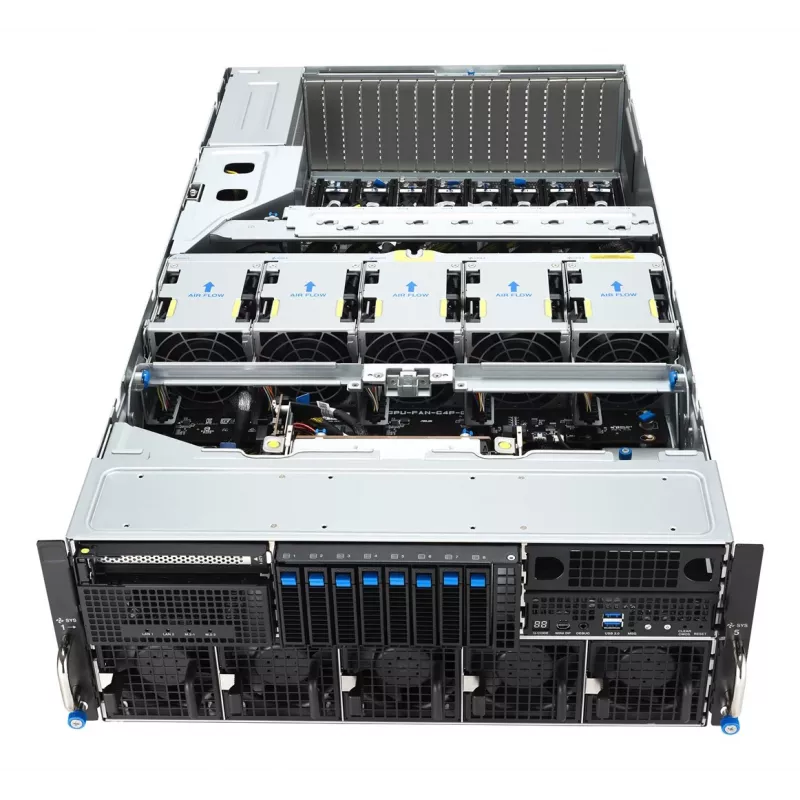 ASUS ESC8000A-E13X 4U rackový serverový platform AMD EPYC 9005 8xNVMe 2xM.2 2x10GbE 8xQSFP IPMI R3200W