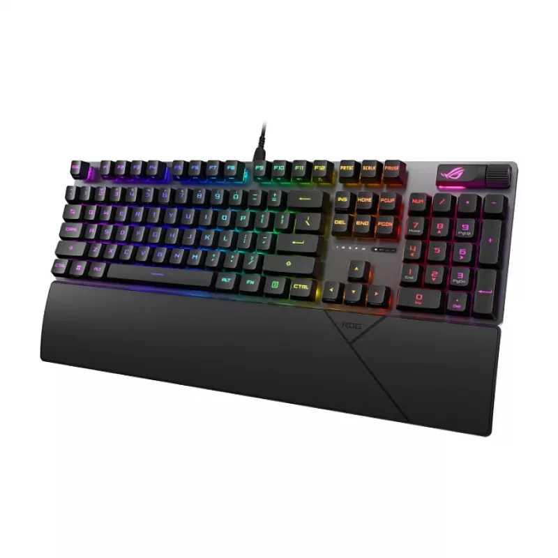 ASUS ROG Strix Scope II RX herná klávesnica, Full-Size, RGB, káblová, ROG RX Red optické spínače, čierna