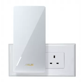 ASUS RP-BE58 Dual-Band Wi-Fi 7 repeater, BE3456, 2,4 GHz 574 Mbit/s + 5 GHz 2882 Mbit/s, 1x Gigabit port, AiMesh, WPA3, biela, UK konektor