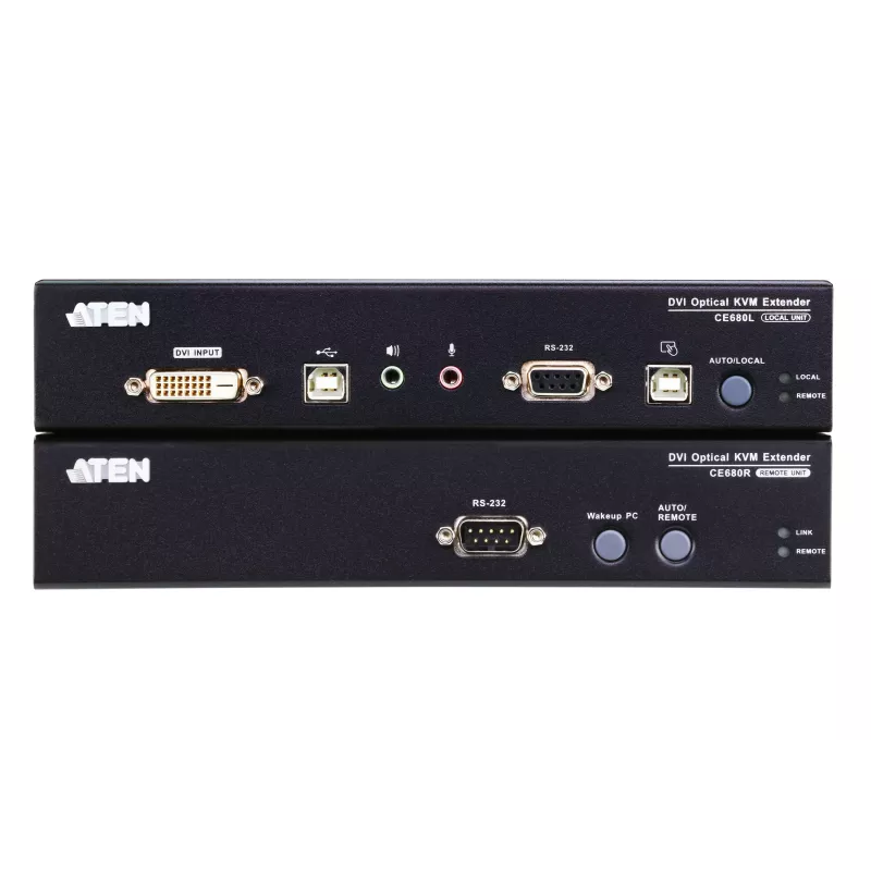 ATEN CE680 KVM audio USB sériový extender cez optické vlákno, DVI Dual Link, 600 m, 1310/1550 nm