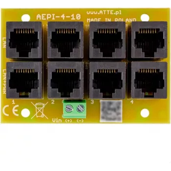 ATTE AEPI-4-10-OF 4-kanálový pasívny PoE adaptér, 10/100 Mbps