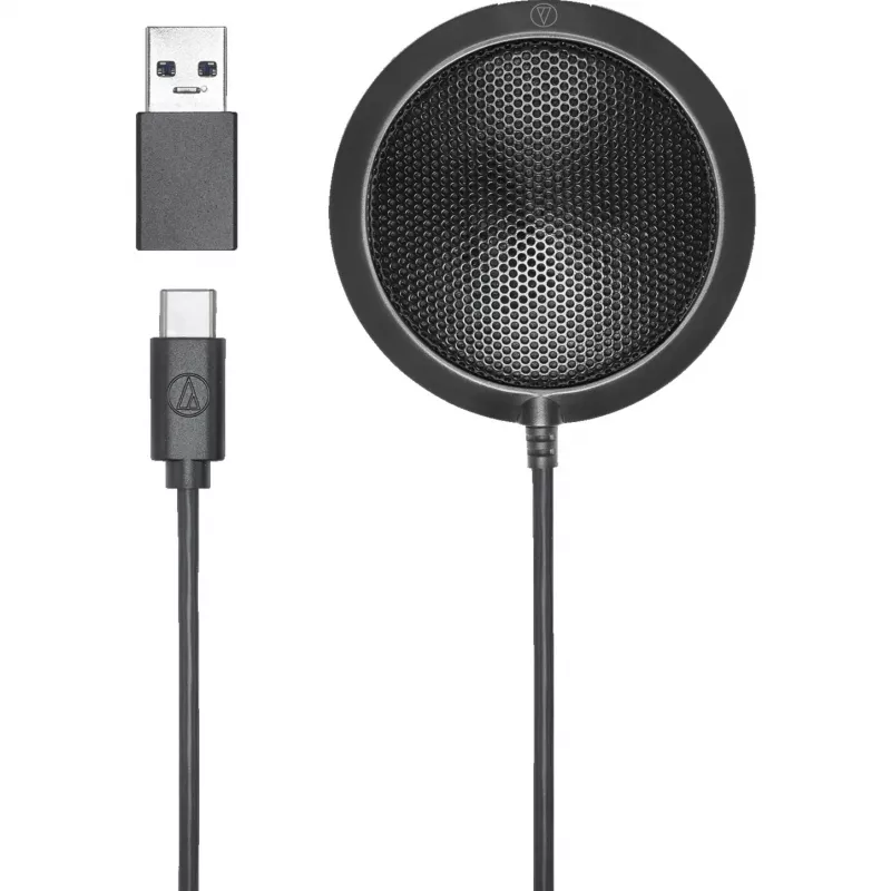 Audio-Technica ATR4697-USB kondenzátorový hraničný mikrofón čierny USB-C USB-A