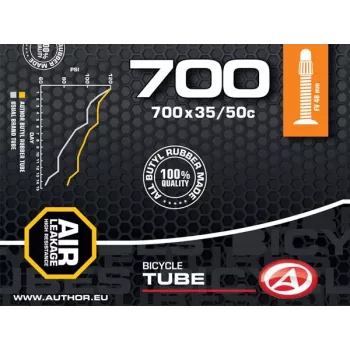 Author Tube AT-CROSS-700C Wide FV48 700x35/50C (čierna) - 48 mm Presta ventil butylová duša