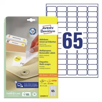 AVERY Zweckform ProNature odstrániteľné univerzálne etikety 38,1 x 21,2 mm biele - 1750 etikiet (L6026REV-25)