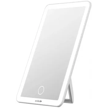 Avide ABLDL-M-3.5W-AE voľne stojace obdĺžnikové biele kozmetické zrkadlo s LED osvetlením, 3,5 W, USB nabíjateľné