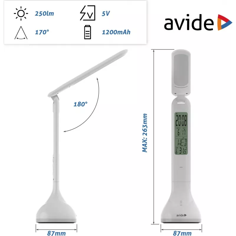 Avide LED stolová lampa RGB kalendár biela 4W 250lm