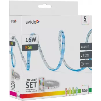 Avide LED pásik blister 12V 16W RGB 5m s IR diaľkovým ovládačom