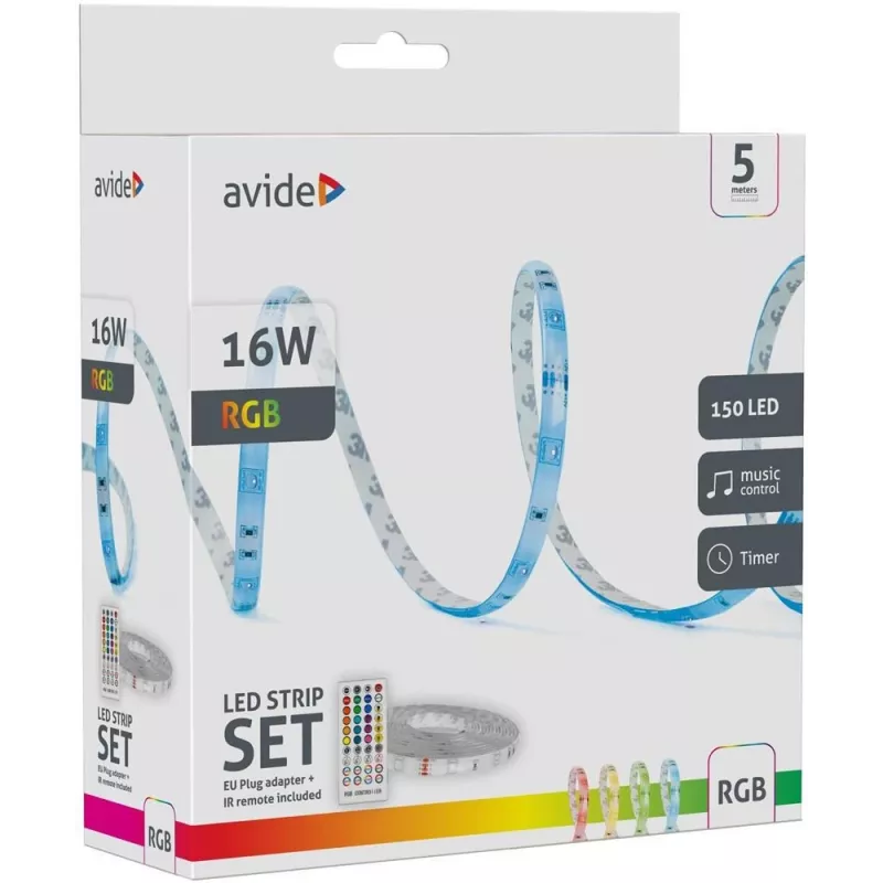 Avide LED pásik blister 12V 16W RGB 5m s IR diaľkovým ovládačom