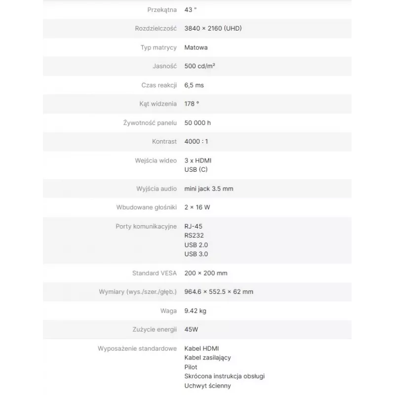 AVTEK DS2 43 4K UHD informačný monitor