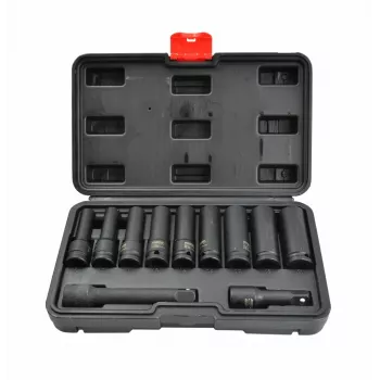 AWTOOLS 1/2 palca sada nástrčných kľúčov, hlboká, 11-dielna, 8-21 mm, Black Line