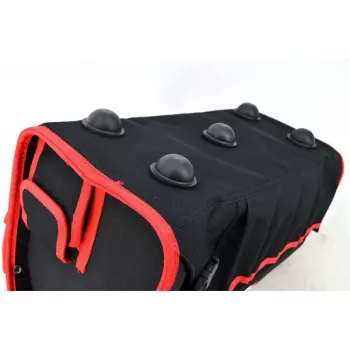 AWTOOLS AW30661 kufrík na náradie, 480 x 250 x 250 mm, nárazuvzdorný polypropylén, čierny s červenými akcentmi, kovové zámky, očko na visací zámok, sklopná rukoväť, 2 organizéry vo veku