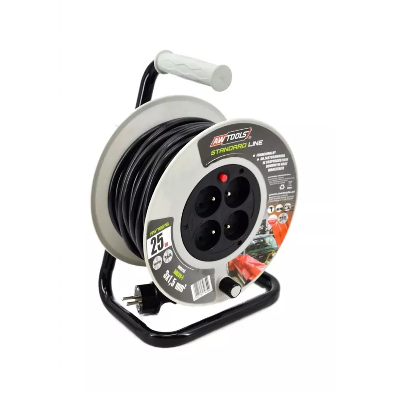 AWTOOLS AW70217 predlžovací kábel 25m 4 zásuvky IP44 3680W