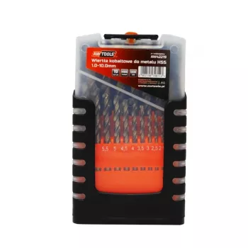 AWTOOLS kobaltová sada kovových vrtákov 19-dielna 1,0-10,0 mm HSS-Co M35 DIN 338