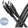 AXAGON BUCM-CM15AB kábel USB-C na USB-C 2.0, 1,5 m, PD 60 W, 3 A, pletený – čierny