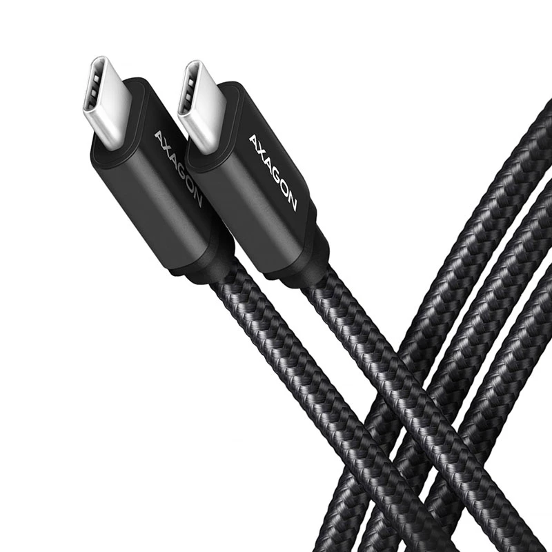 AXAGON BUCM-CM15AB kábel USB-C na USB-C 2.0, 1,5 m, PD 60 W, 3 A, pletený – čierny