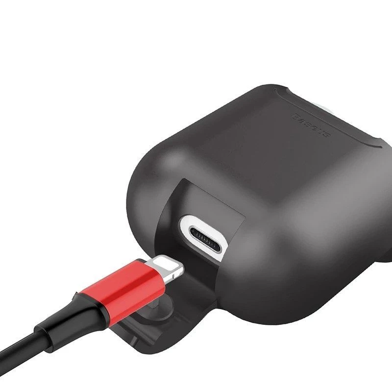 Baseus Apple 2in1 silikónové ochranné puzdro a bezdrôtová nabíjačka pre AirPods čierne