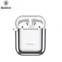 Baseus Apple Metallic Shining ultra tenké silikónové ochranné puzdro s háčikom pre Airpods 1 / 2 strieborné