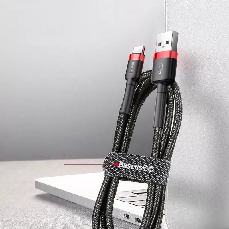 Baseus Cafule kábel odolný nylonový oplet USB-A na USB-C QC3.0 2A 3M červený (CATKLF-U09)