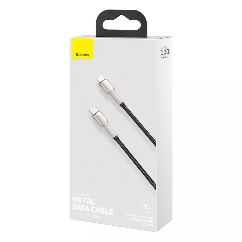 Baseus Cafule Series kovový USB-C na Lightning kábel PD 20W 1m čierny
