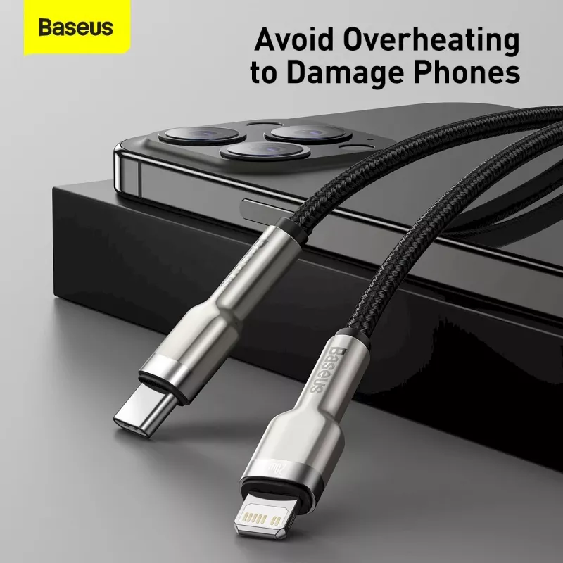 Baseus Cafule Series kovový USB-C na Lightning kábel PD 20W 1m čierny