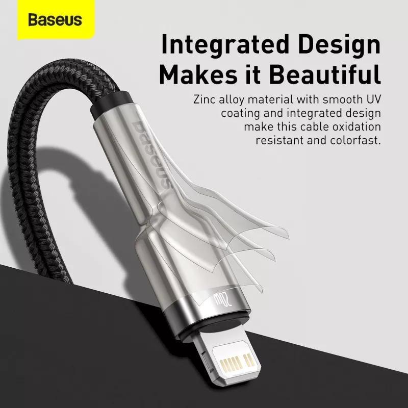 Baseus Cafule Series kovový USB-C na Lightning kábel PD 20W 1m čierny