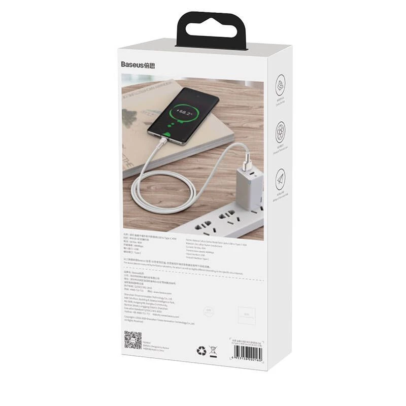 Baseus Cafule USB-A na USB-C kábel, 66W, 1m, biely