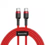 Baseus Cafule USB-C na USB-C PD 2.0 60W Flash nabíjací kábel, 2m, červená (CATKLF-H09)