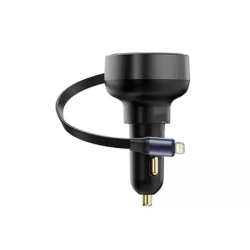 Baseus auto nabíjačka Enjoyment Pro rýchla nabíjačka Type-C samica, Lightning samec (0,75 m) vstavaný sťahovací kábel, 55W čierna EU