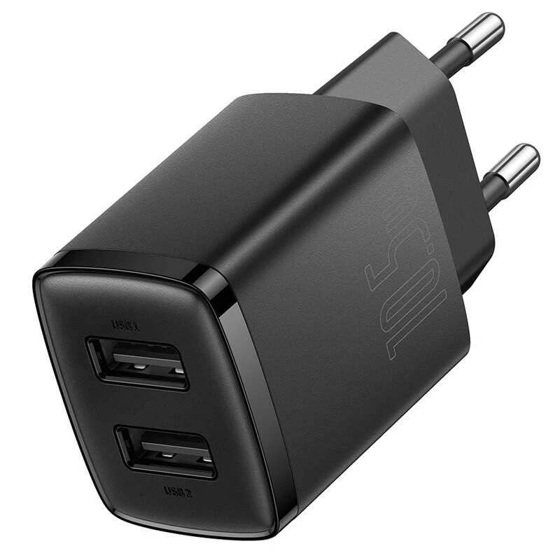 Baseus kompaktná nabíjačka 2x USB 10.5W čierna