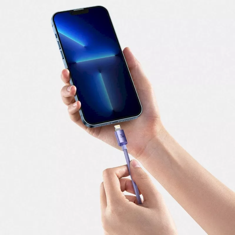 Baseus Crystal Shine Series USB-C na Lightning rýchlonabíjací dátový kábel 20W 1,2m fialová (CAJY000205)