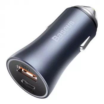 Baseus Golden Contactor Pro auto nabíjačka 40W USB-A USB-C QC4.0+ PD SCP sivá