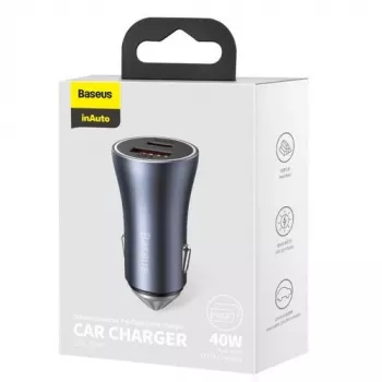 Baseus Golden Contactor Pro auto nabíjačka 40W USB-A USB-C QC4.0+ PD SCP sivá
