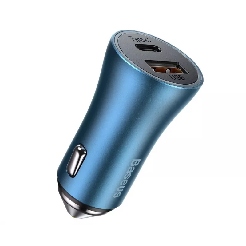 Baseus Golden Contactor Pro duálna rýchla nabíjačka do auta 40W s káblom USB-C na Lightning 1m modrá