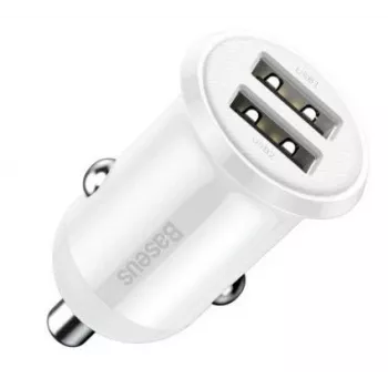 Baseus Grain Pro nabíjačka do auta 2x USB 4.8A biela