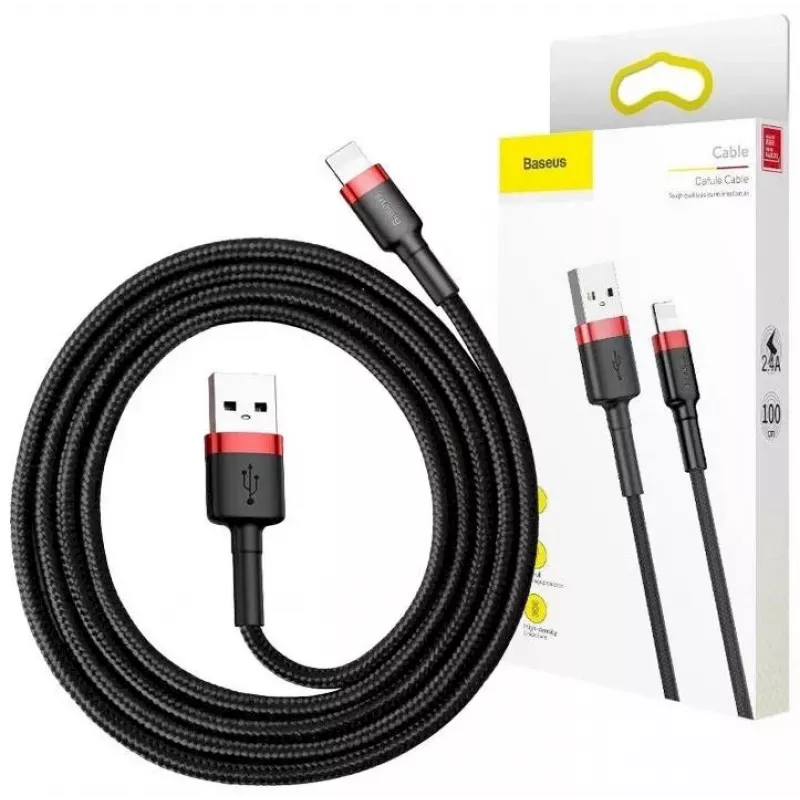 Baseus Lightning Cafule kábel 2A, 3m červený/čierny (CALKLF-R91)