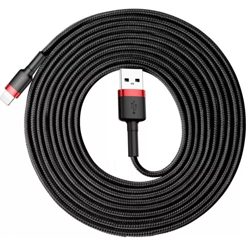 Baseus Lightning Cafule kábel 2A, 3m červený/čierny (CALKLF-R91)