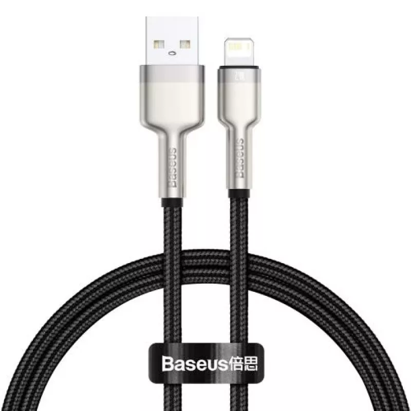 Baseus Lightning Cafule Series kovový dátový kábel 2.4A 0.25m čierny