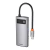 Baseus Metal Gleam Series 4-in-1 USB-C Hub, USB 3.0 + USB 2.0 + HDMI + USB-C PD, strieborná