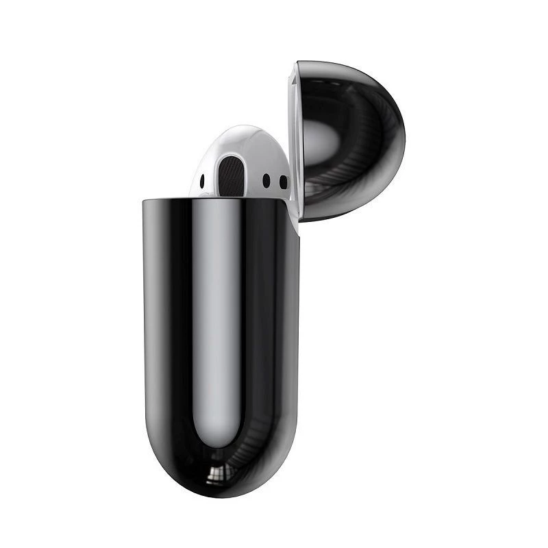 Baseus Metallic Shining ultra tenké silikónové ochranné puzdro s háčikom pre AirPods 1 / 2 čierne