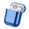 Baseus Metallic Shining ultra tenké silikónové ochranné puzdro s háčikom pre AirPods 1/2 modré