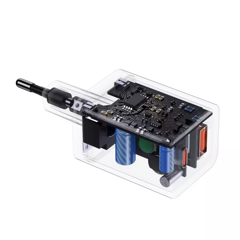 Baseus Super Si Pro Mini rýchla nabíjačka 30W, USB-C + USB-A, PD 3.0, QC 3.0, EU zástrčka, čierna (CCSUPP-E01)
