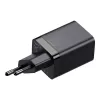 Baseus Super Si Pro Mini rýchla nabíjačka 30W, USB-C + USB-A, PD 3.0, QC 3.0, EU zástrčka, čierna (CCSUPP-E01)